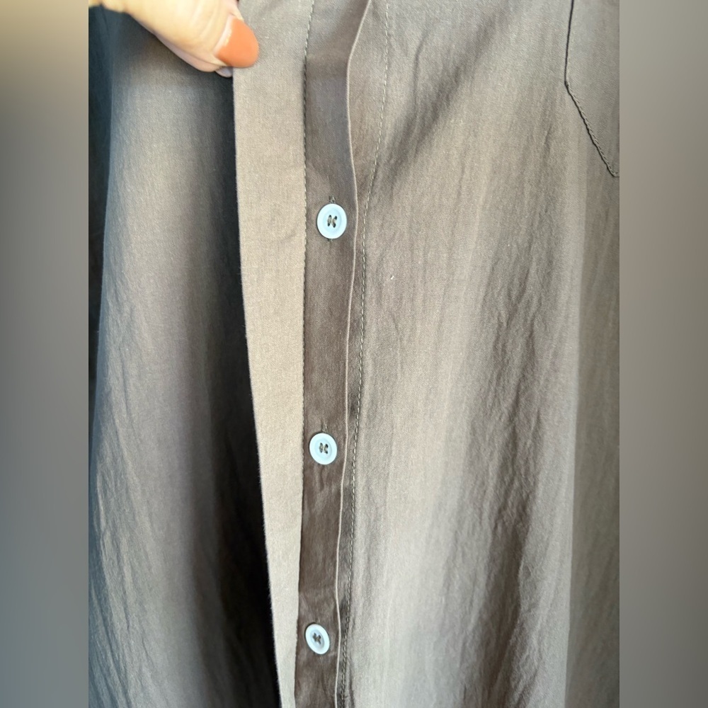Zanzea collection women’s chocolate brown midi tunic dress button down sz M used - Picture 2 of 12